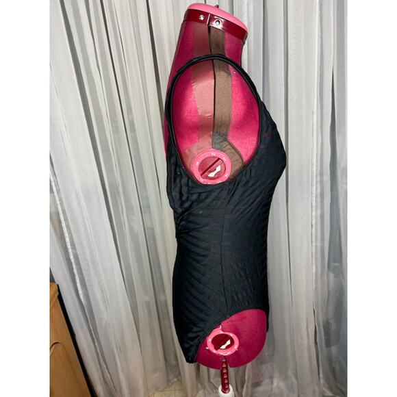 Ann cole one piece swimsuit high neck sheer stripe - Picture 6 of 9